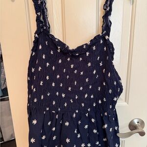 Ava & Viv Navy tank with White Floral Design